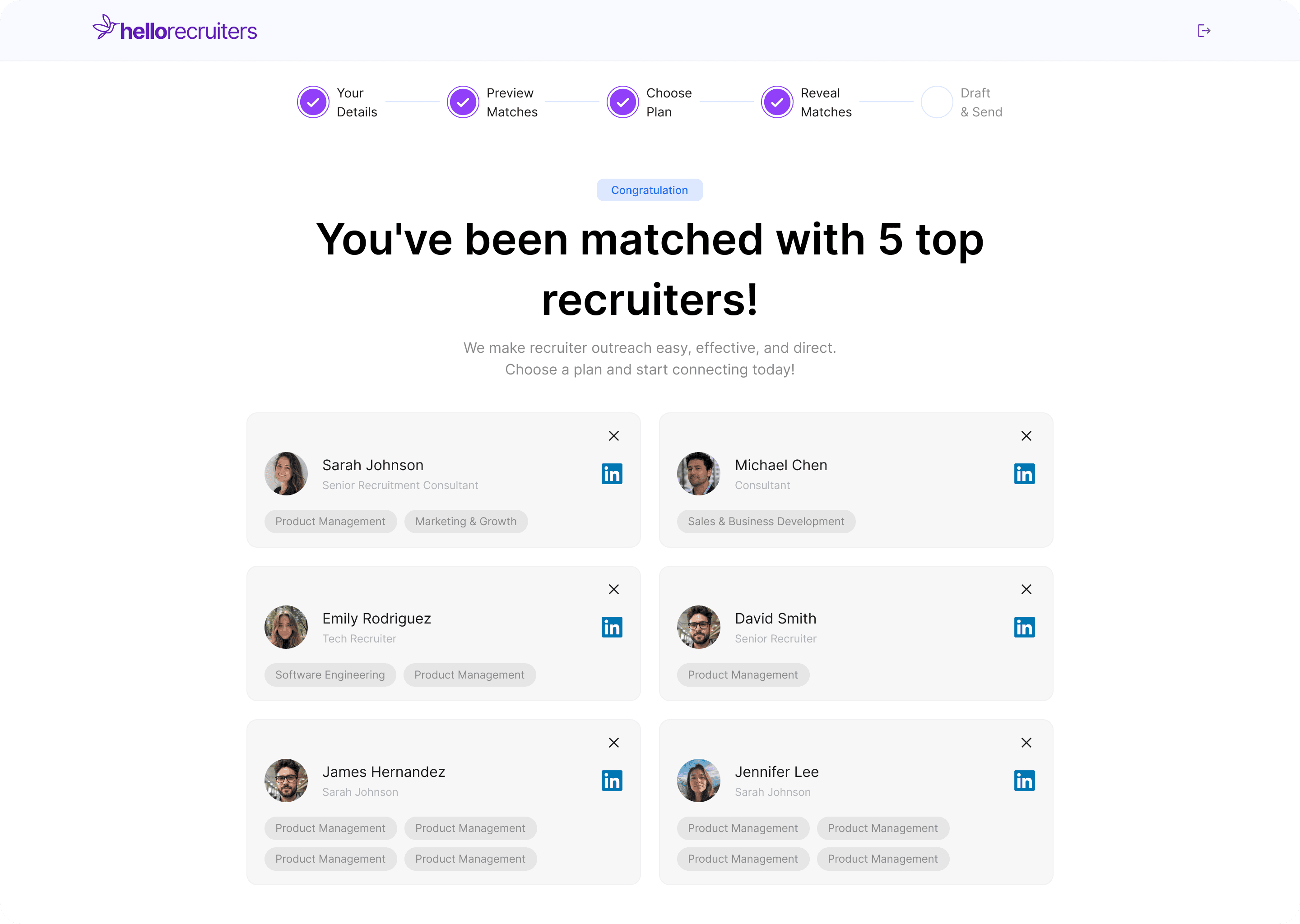 HelloRecruiters — browse recruiter results