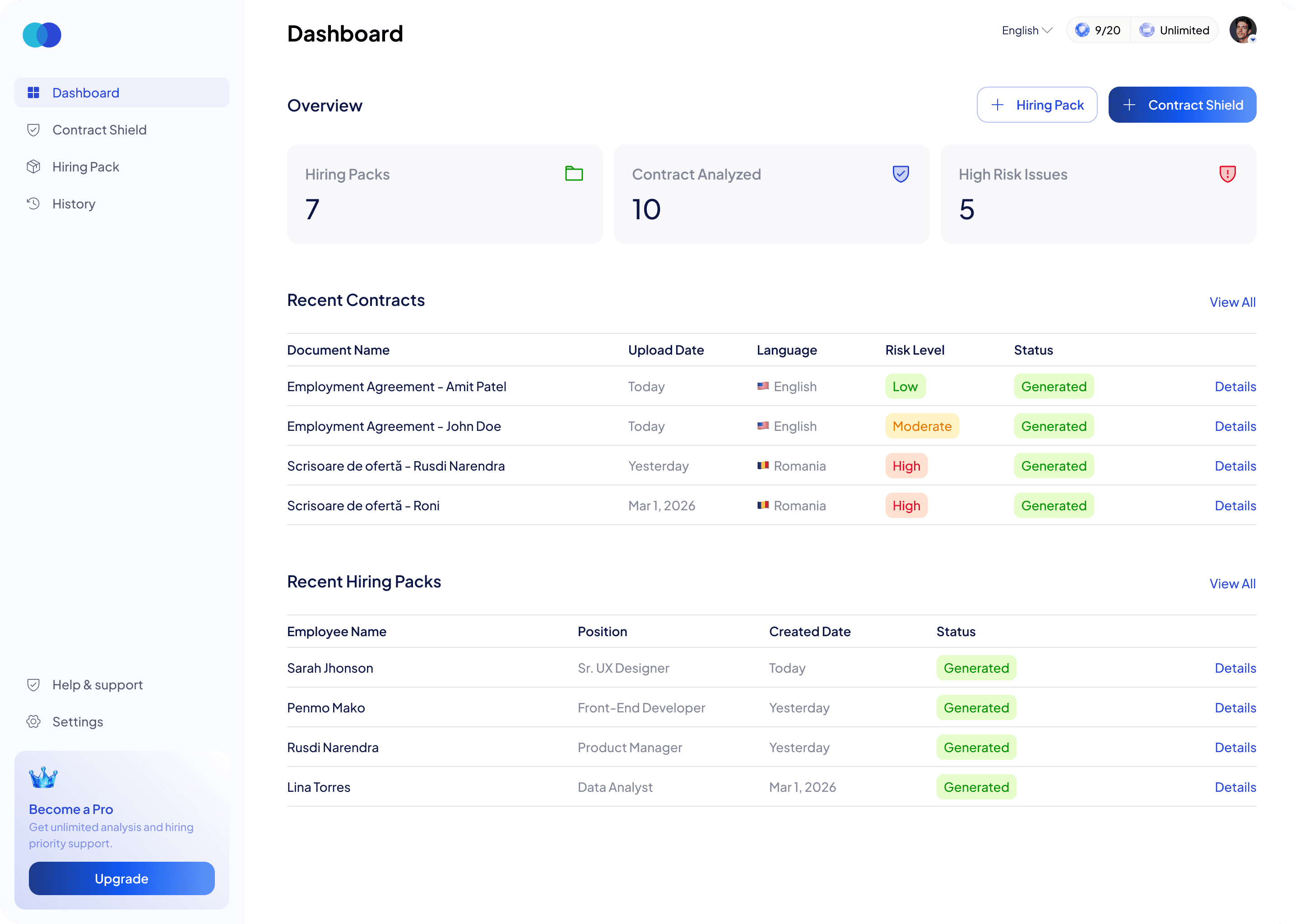 LawService — dashboard